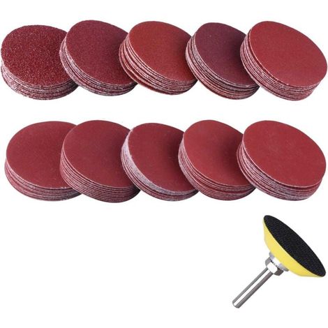 Kit de 25MM Disques Abrasifs, 100 Pièces Disque de Ponçage de Grain 100 180 240 1500 3000 avec TamponRotatif Dremel Disque de Ponçage pour Fraisage Gravure Meulage (1/4)