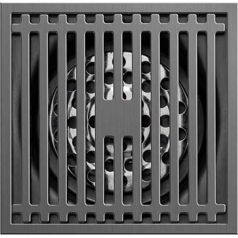 Desagüe de suelo de acero inoxidable de 10 cm, fabricado en bambú grueso, gris bronce, resistente a los olores, para baño. (1/4)