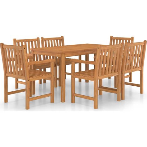 Ensemble de salle à manger de jardin meuble extérieur 7 pièces bois de teck massif (1/3)