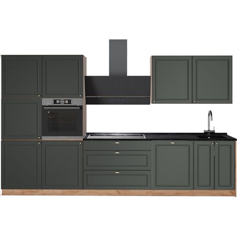 Cucina componibile Fame-Line, Verde-oro rustico/Rovere dorato, 340 cm, PL Antracite, Vicco (1/5)