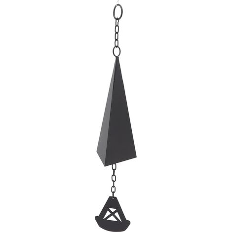 Carillon de Vent Triangulaire en Fer Noir pour Jardin avec Anneau Suspendu, Décoration Extérieure (1/5)