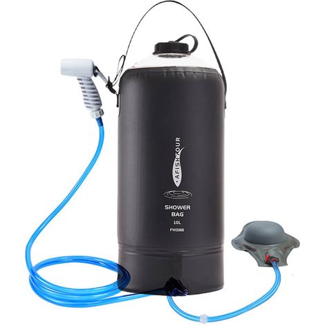 Sac de douche solaire portable de camping de 10 L en PVC pour le stockage d'eau en extérieur-AquaForge (1/5)
