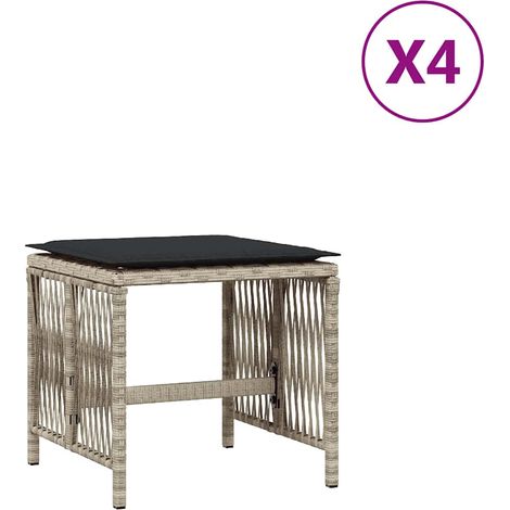 Maison Exclusive - Sgabelli Giardino Cuscini 4pz Grigio Chiaro 41x41x36 Polyrattan