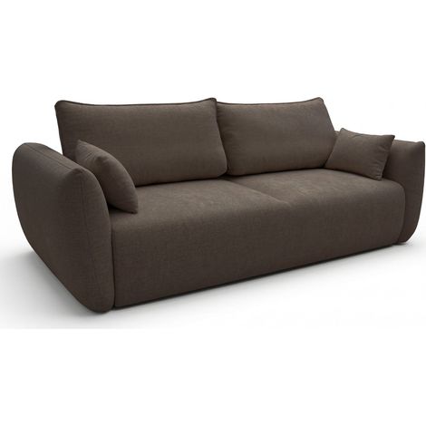 Selsey Zordo – Canapé 3 places convertible avec coffre en tissu chenille, marron (1/5)