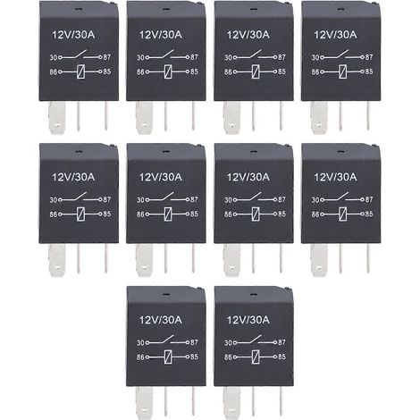 10 kits de relais violets, 12V 30A étanches, compatibles avec les feux antibrouillard et la climatisation de voiture, 4 broches. (1/4)