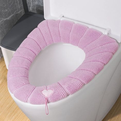 Couvre-Abattant De Toilette - Tricoté Élastique - Universel Pour Siège Ronde Et Rectangulaire - Lavable En Machine - Hiver Et Quatre Saisons - 1 Pièce (1/5)