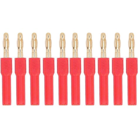 10 Stück Bananenstecker, 4,0 mm Stecker auf 2 mm Buchse, 30 V AC, 60 V DC, 32 A, für Testzwecke, rot
