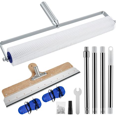Kit d'outils de revêtement de sol en résine époxy avec rouleau barbelé de 47 cm, rouleau d'aération, raclette de surface de 56 cm et chaussures à ongles de 30 cm – Kit complet pour masse d'équilibrage (1/5)