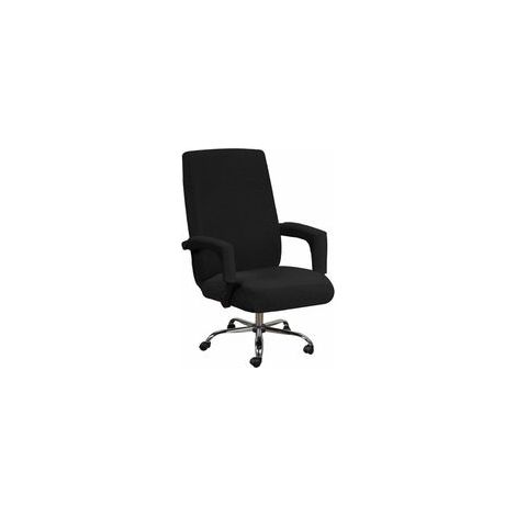 Housse de chaise de bureau avec accoudoirs et housse de protection de meubles souples et épaississante, universelle, antidérapante, lavable à la maison, amovible Noir L