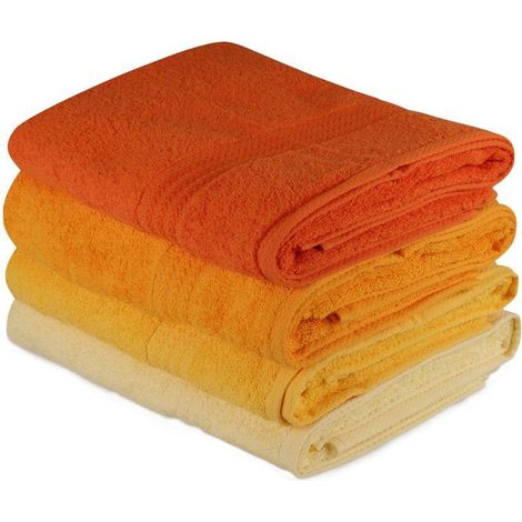 Set aus 4 Badetüchern - 70 x 140 cm - Gelb (1/4)