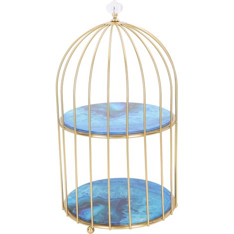 Étagère de rangement à double niveau, organisateur de cage à oiseaux, présentoir pour salle de bain ou coiffeuse, cadre doré, motif pierre d'agate, pour comptoir de salle de bain ou coiffeuse. (1/5)