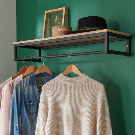GRIF Wandregalgarderobe aus Holz und Metall