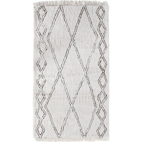 Tapis moderne polyester beige pour salon cosy - Beige sable doux et neutre (1/5)