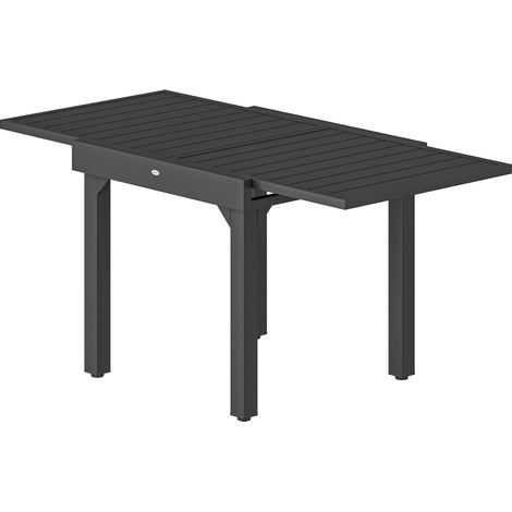 Ausziehbarer Gartentisch für 4-6 Personen, 160/80x80x75 cm, schwarzer Aluminium-Esstisch für den Außenbereich