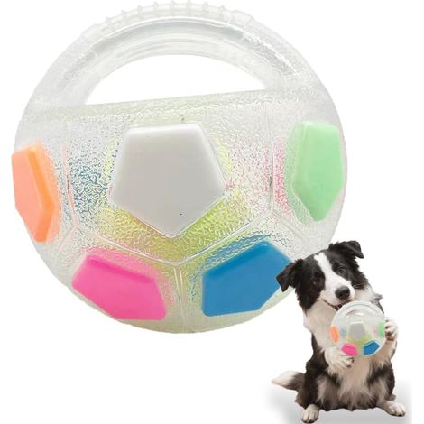 Anti-Stress-Hundeball, Beruhigender Hundeball, Unzerstörbarer Hundeball, Apportierspiel mit Griff, Eingebauter Quietscher, für kleine und mittelgroße Hunderassen