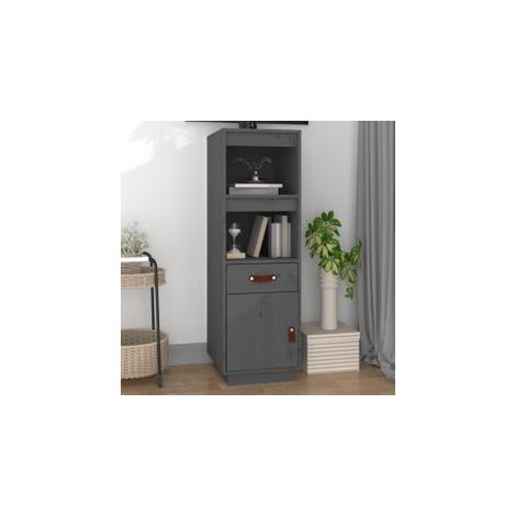Buffet haut Gris 34x40x108,5 Bois massif de pin (1/5)