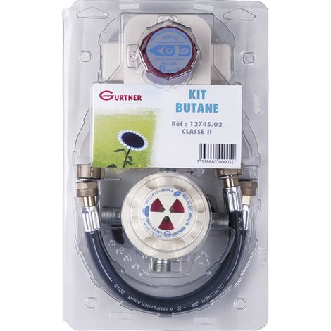 Gurtner – Kit butane 2 bouteilles – Détendeur inverseur 2,6 kg/h – Pression 28 mbar – Raccords à braser Ø 12 – Compatible chauffe-bains