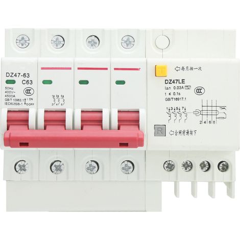 Disjoncteur différentiel DZ47LE-63 4P 6-63A, protection contre les fuites, les surcharges et les courts-circuits (1/5)