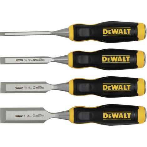 Dewalt – Ensemble de 4 ciseaux à bois 230mm – Lames en acier au carbone trempé 6/12/18/25mm – Poignée bimétallique ergonomique – DWHT016063 (1/3)