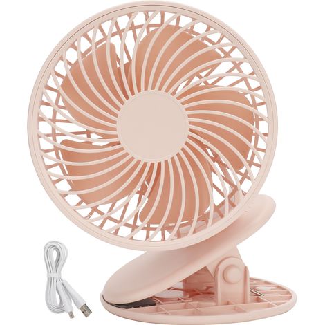 Ventilateur de bureau portable 3 vitesses avec pince, idéal pour la maison, le bureau et la chambre - Rose (1/5)