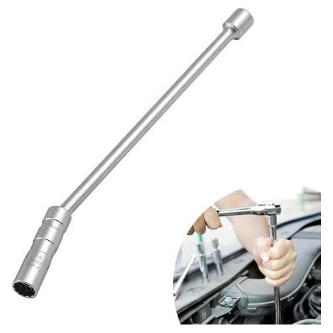 14-mm-Zündkerzensteckschlüssel, magnetischer 360°-Drehzündkerzenschlüssel, 14-mm-Zündkerzensteckschlüssel, 12 Schlitze, für Kfz-Reparaturen, silberfarben (1/5)