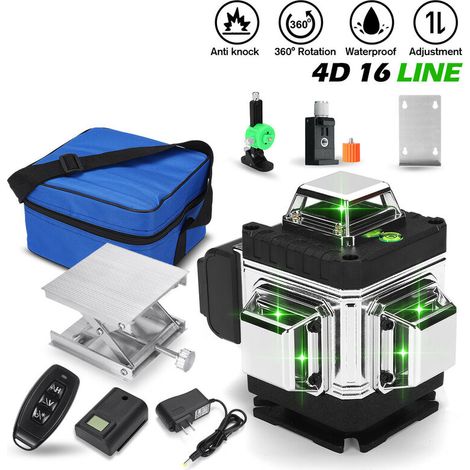 4D 360 ° 16 lignes Niveau Laser vert auto nivellement automatique outils de mesure croisée rotatifs