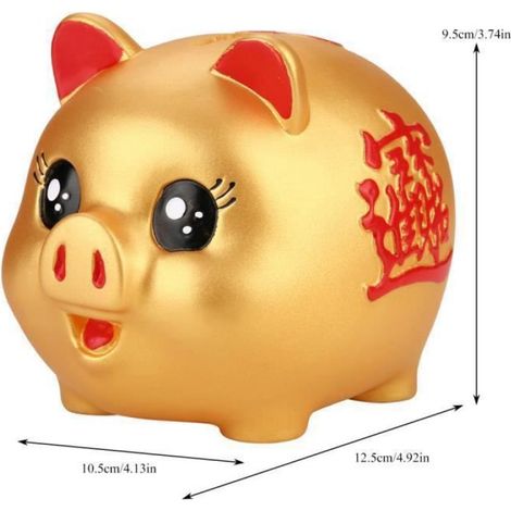 Tirelire - Cochon doré - Grande capacité - 200 pièces - Design créatif (1/3)