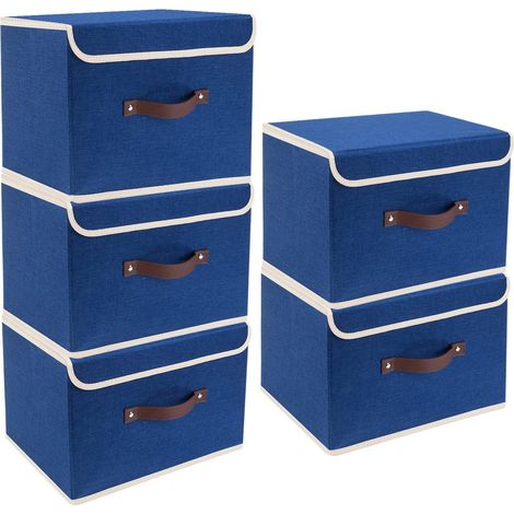 Set de 5 boîtes de rangement pliables bleues
