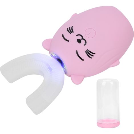 Brosse à dents électrique automatique en forme de U pour enfants, brosse à dents sonique étanche, nettoyant buccal, rose, 2-6 ans (1/5)
