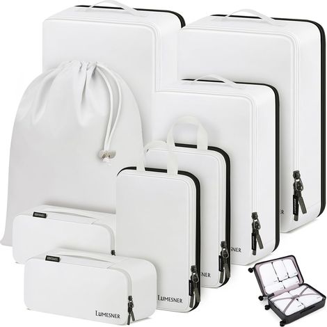 APEX Cubes de rangement compressibles, lot de 8 cubes de rangement pour bagages cabine, ensemble de sacs et cubes de rangement compressibles pour valises (1/5)