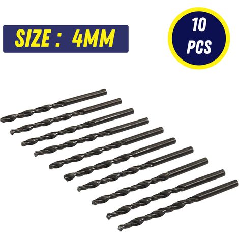Dapetz ® 10Pcs x 4mm HSS Jobber Drill Bits, Black Twist Drill Bits for Stainless Steel Copper Aluminium Alloy Metal, Wood and Plastics DIN338 (1/5)