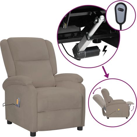 Fauteuil Relax inclinable électrique Fauteuil de massage - Fauteuil de Relaxation Gris clair Velours BV583355 - BonneVie (1/5)