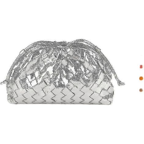 Bolso bandolera tejido PU Cloud Mini Clutch de piel (plateado)