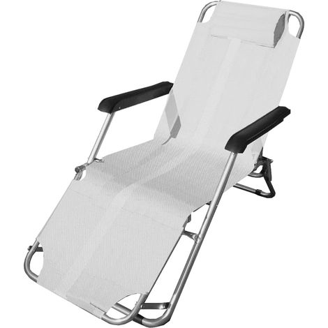 Sdraio in Alluminio Bianco FERLIVING - Poggiapiedi e Poggiatesta (1/3)