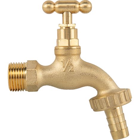 Gartenwasserhahn mit SLOW OPEN Ventil 1/2 3/4 Messing Schlauchanschluss 13mm langsame Wasseröffnung BR-KSO1234 (1/3)