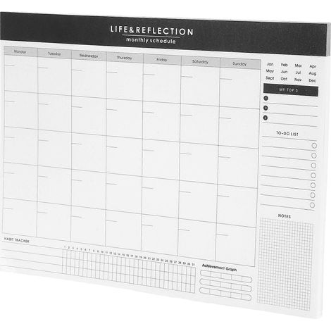 Agenda mensuel et hebdomadaire : Planificateur vierge A4 non daté - Liste de tâches et suivi des habitudes - Agenda mensuel portable - Feuilles de papier à dessin (1/5)