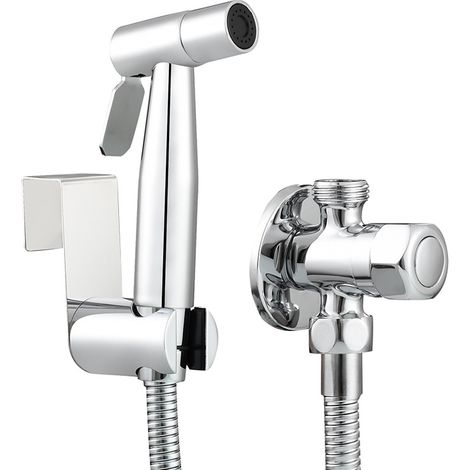 Ducha de baño higiénica con 2 modos, kit de pulverizador de bidé de mano de acero inoxidable cromado (1/5)