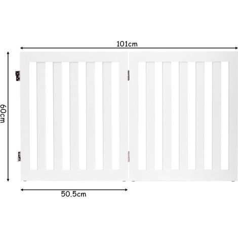 Barrière blanche pour chiens en bois pliable avec charnières à 360 et pieds antidérapants pour portes escaliers et couloirs (1/5)