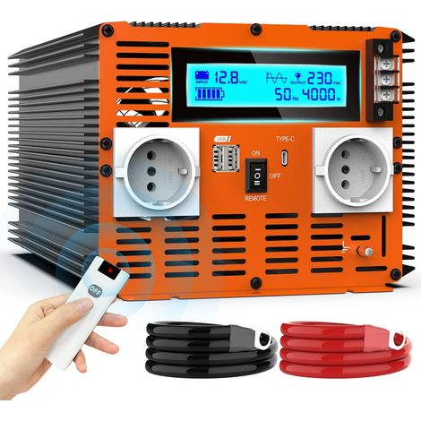 Convertisseur 12V 220V Pur Sinus 4000w Onduleur Transformateur Onde Sinusoïdale Pure avec Télécommande (1/5)