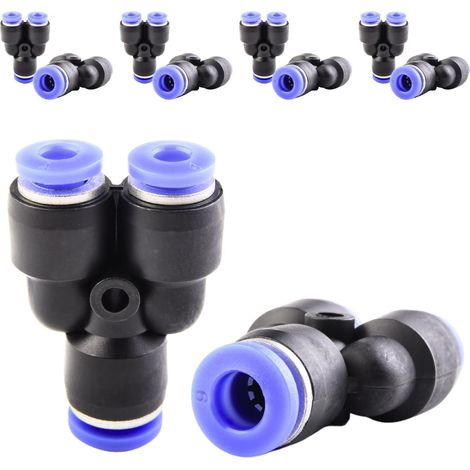 10 pièces 16 mm répartiteur en Y à 3 voies, raccord pneumatique, rapide plastique raccords Push to Connect, adaptateur de conduite d'air PY - PW6-4mm (1/5)