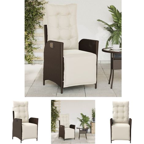 The Living Store Gartensessel mit Fußteil Verstellbar Braun Poly Rattan - Gartenstühle (1/5)