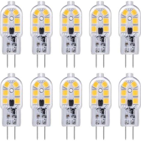 Ampoule LED G4 pour hotte aspirante 12 V 2 W Blanc froid 6000 K, 200 lm, équivalent halogène G4 bi-broches, 12 V AC/DC, lampe LED G4 pour camping-car/hotte de cuisine, non variable, lot de 10 [Classe (1/5)