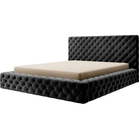 Lit coffre Prince prestige – Élégance du tissu capitonné-Noir-180x200 (1/5)