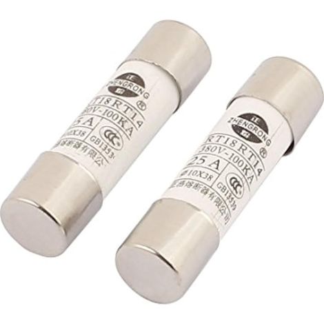 2 pièces Fusibles céramiques 380V 25A Faible pouvoir de coupure Cartouches 10x39mm