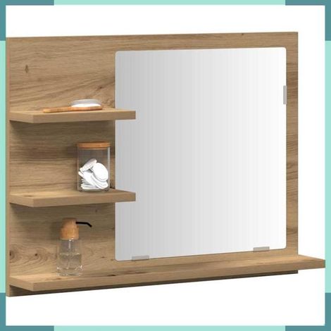 856256 Armoire à miroir salle de bain chêne artisanal 60x10,5x45 cm (1/5)