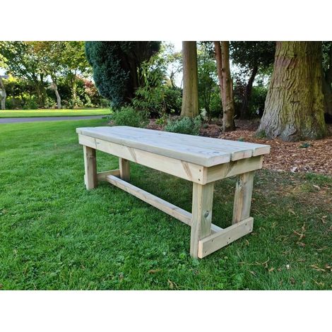Butchers Bench, Wooden Garden Bench - L39 x W120 x H45 cm - Minimal Assembly Required