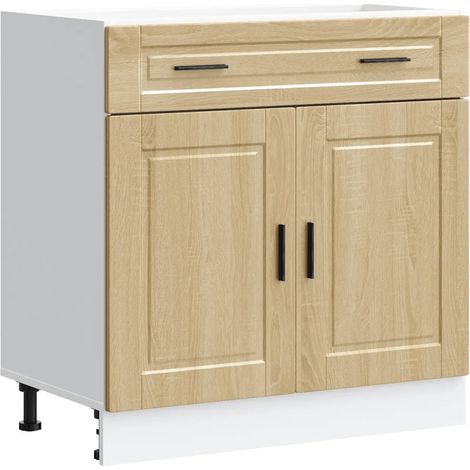 Armario de cocina optimizado para almacenamiento 80 x 46 x 81,5 cm patas ajustables estilo contemporáneo de madera contrachapada roble sonoma 020050285 (1/5)
