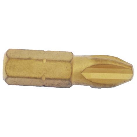 Punta titanio phillips 1/4" huellas de PH-1 a PH-3 de 25mm a 50mm 09530001          10 Unds                                   25 mm                PH-1
