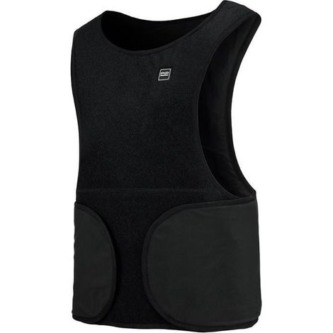 chaleco calefactable. nylon. mate textil. negro. pecho y espalda. 3 niveles
