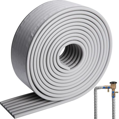Grey foam insulating tape for hot and cold water pipes, for indoor and outdoor use, protects against winter frost, reduces heat loss (1/5)